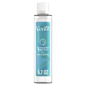 Gillette Venus Facial Hair & Skin Care Cleansing Primer for Derma-Plane Prep, 6.7 oz, Blue, All Skin