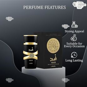 Asad Black Eau De Parfum Spray For Men - Long Lasting Imported Arabic Tone Fragrance With Notes Of Black Pepper, Pineapple, Tobacco - 3.4 Oz