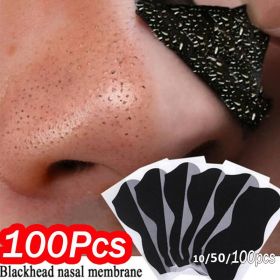 50pcs Nose Blackhead Remover Mask Deep Cleansing Skin Care Shrink Pore Acne Treatment Mask Nose Black dots Pore Clean Strips (Color: White)